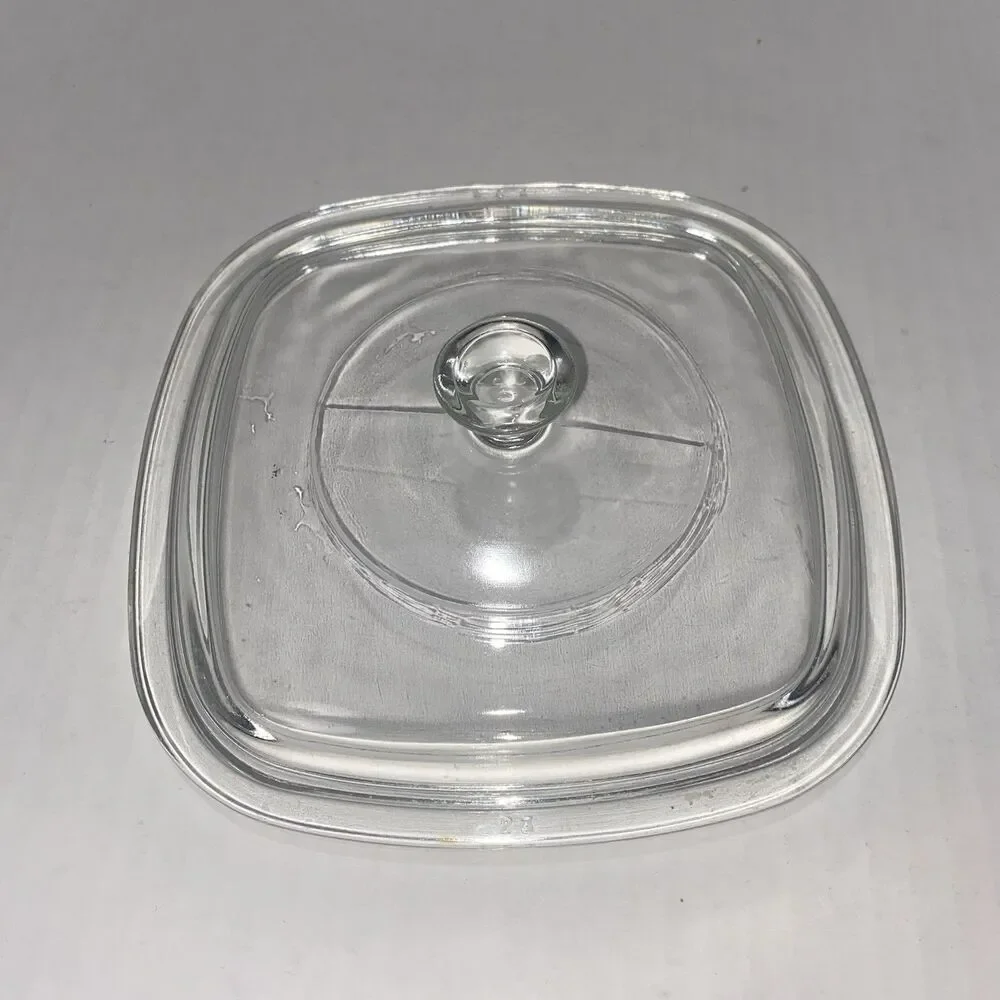 Corning Ware Pyrex Casserole Clear Glass Replacement Lid P-7-C Square Scratches